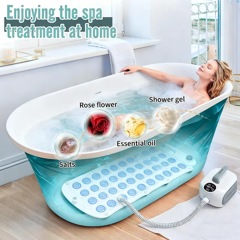 Bathtub Massage Mat Bubble Bath Spa Beauty With Remote Control And Inflatable Pillow Full-Body Massage And Relaxation Salon SPA