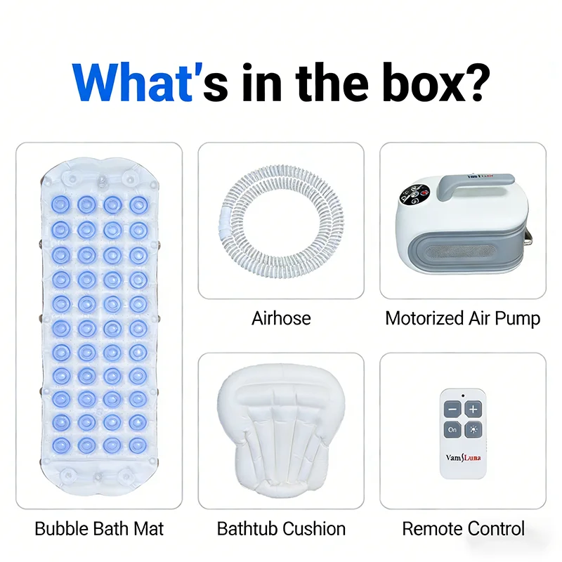 Bathtub Massage Mat Bubble Bath Spa Beauty With Remote Control And Inflatable Pillow Full-Body Massage And Relaxation Salon SPA
