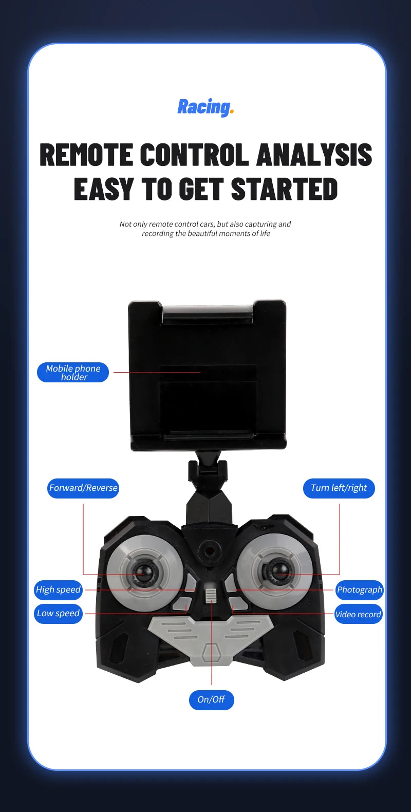 RC Racing Car With HD Camera High Speed FPV 2.4G Remote Control Photography Vehicle PVC Shell RC Vehicle for Kid With Live Video