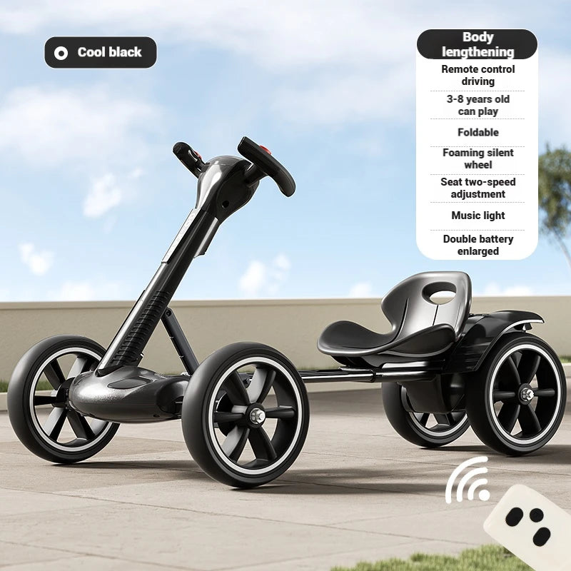 Kids Electric Ride-On Car, 4-Wheel RC Kart w/ Remote Control, Rechargeable Battery-Powered Toy Vehicle