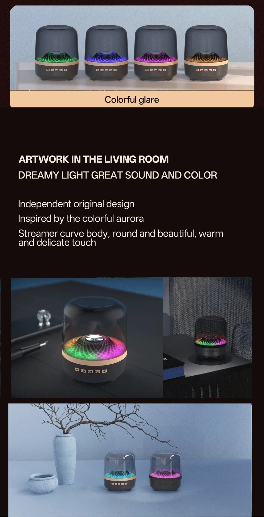 Portable Wireless Soundbar Bluetooth 5.3 Home Theater Speaker Subwoofer Hi-Fi Acoustic Breathing Lamp for Android IOS