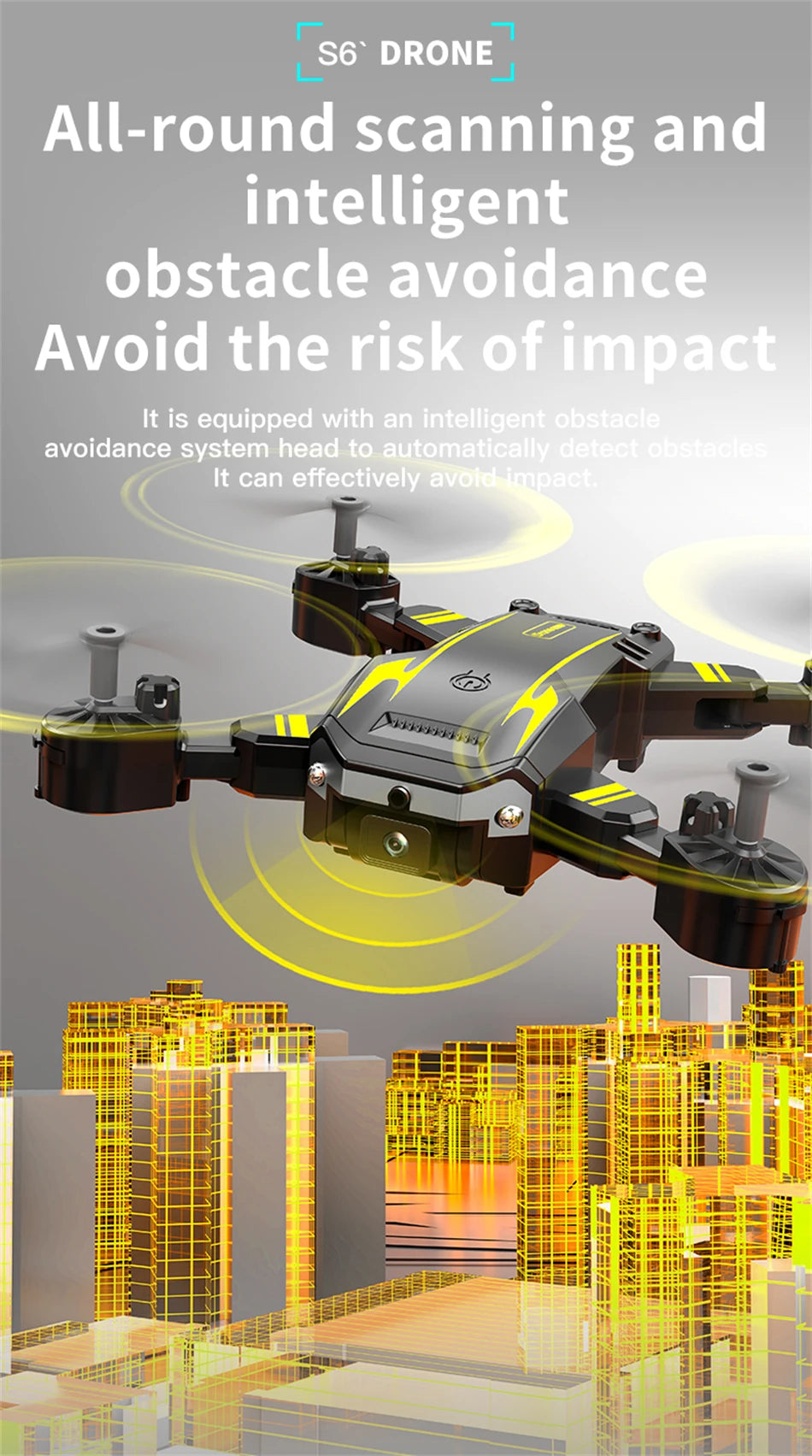 New Hot Sell S6 Drone Profesional 8k 4K HD Camera Optical Flow 5G Control Screen Obstacle Avoidance Quadcopter APRON Kid Gift