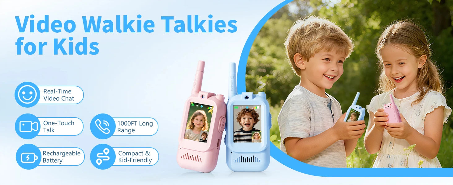 Kids Video Walkie Talkie with 2" HD Screen  One-Click HD Call Intercom For Children Gadgets Technology Gift