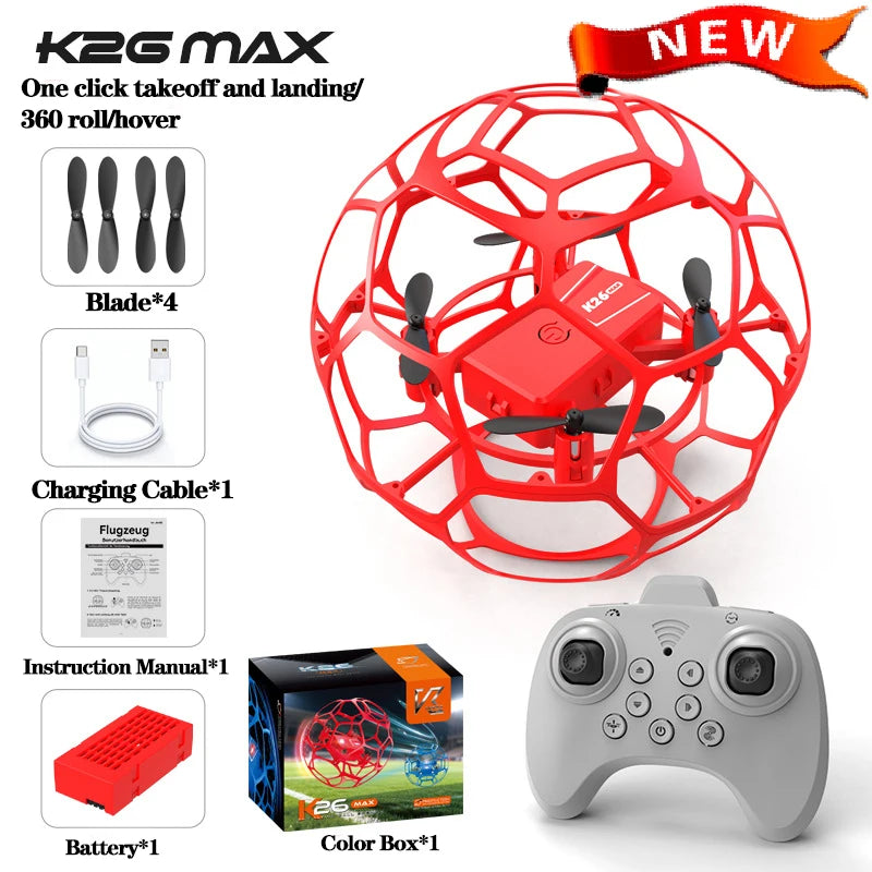 K26 2026 New Aerial Football Drone 360 ° All Inclusive Anti Fall Hand Thrown and Easy To Use Three Speed Variable Speed