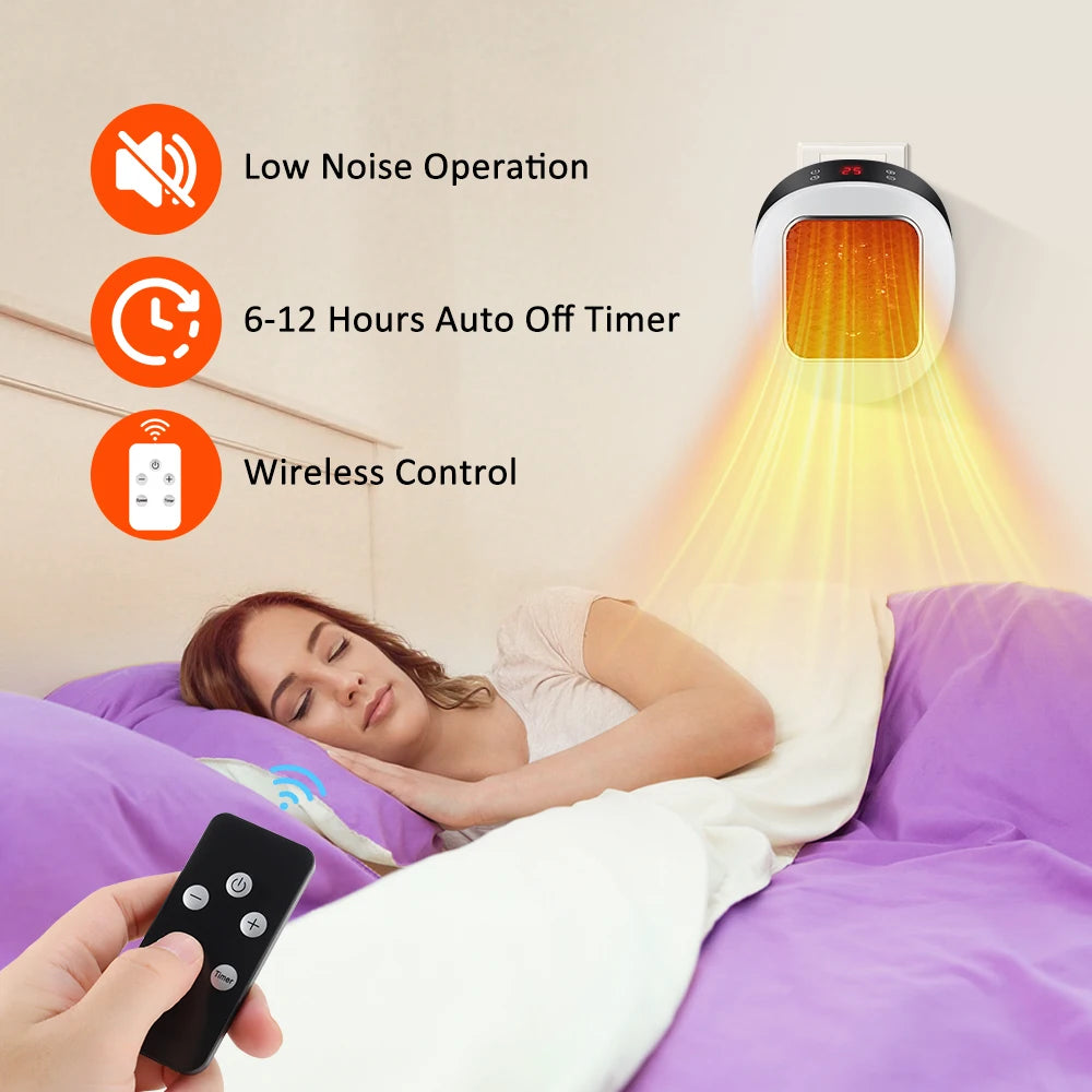 Plug In Heater Mini Electric Heater Warmer Wall Mounted Heater Fan for Home Office Dorm Room Radiator Remote Warmer Machine