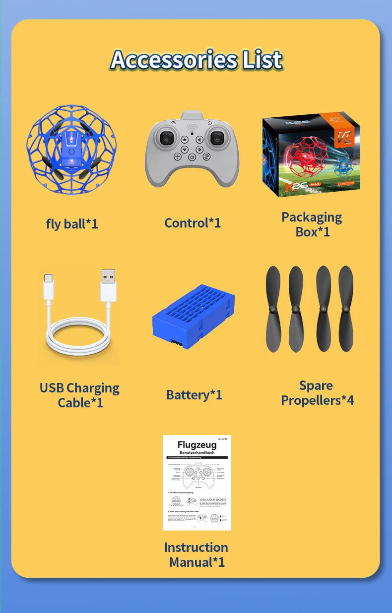K26 2026 New Aerial Football Drone 360 ° All Inclusive Anti Fall Hand Thrown and Easy To Use Three Speed Variable Speed