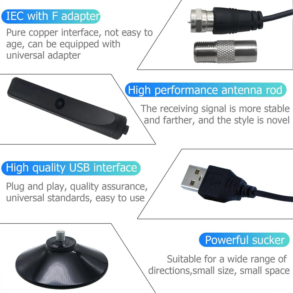 4K New Digital Tv Antenna Receiver Indoor and Outdoor High-Definition Digital Terrestrial Wave Hdtv Tv Antenna Supports Multiple National Tv Standards
