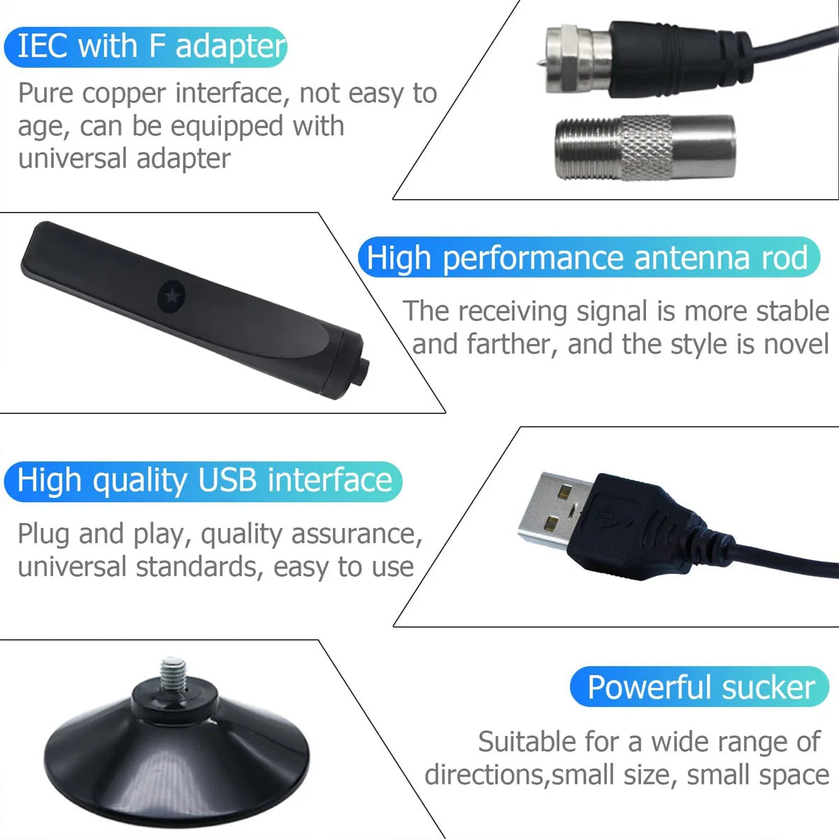 4K New Digital Tv Antenna Receiver Indoor and Outdoor High-Definition Digital Terrestrial Wave Hdtv Tv Antenna Supports Multiple National Tv Standards