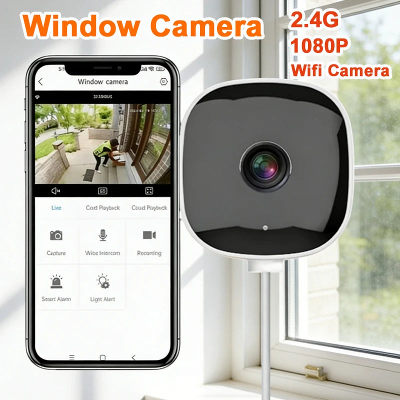 Window Camera Replaces Outdoor Cameras 2.4/5GHz WiFi Camera 3MP Resolution Full-Color Night Vision Through Window Mini Camera