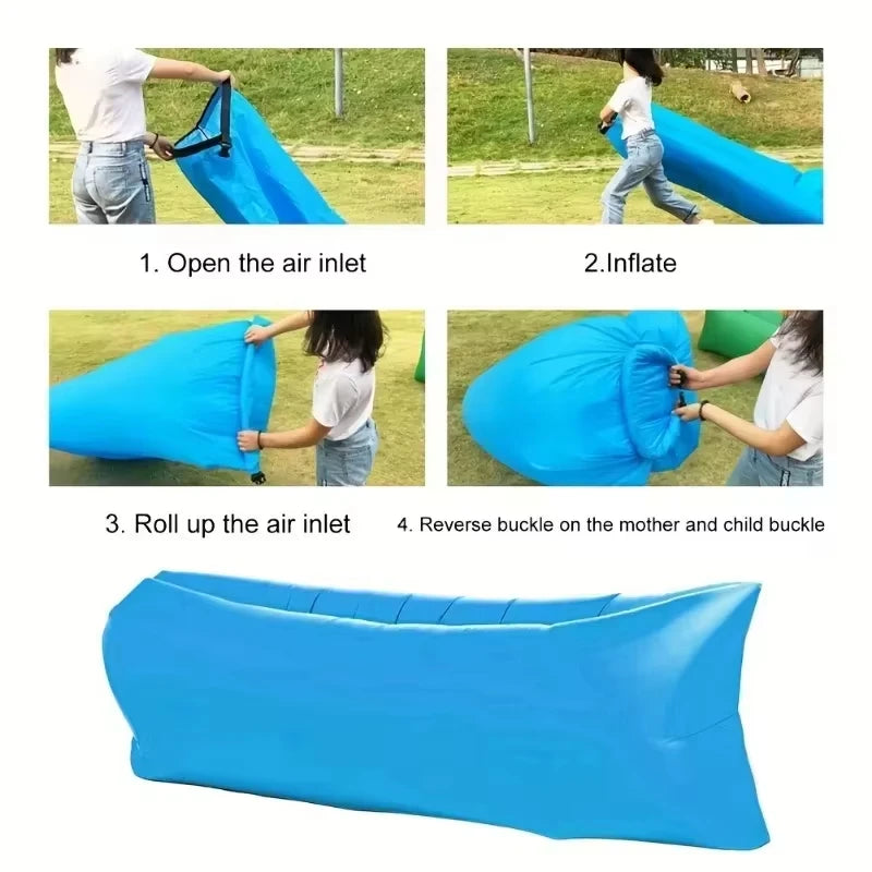 Portable Folding Camping Inflatable Sofa Portable Outdoor Inflatable Lounger Comfortable Outdoor Furniture Camping Air Mattress