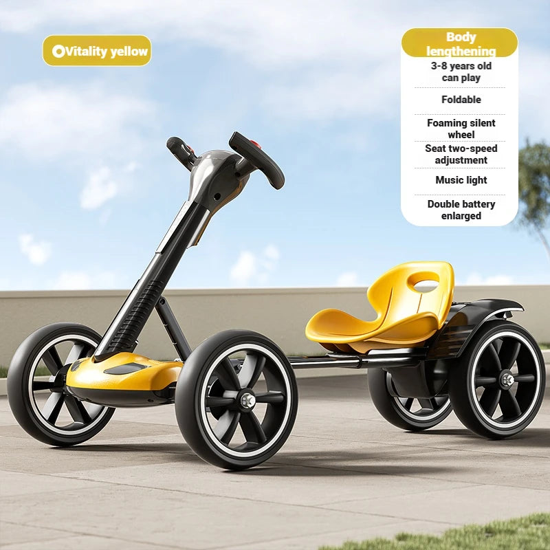 Kids Electric Ride-On Car, 4-Wheel RC Kart w/ Remote Control, Rechargeable Battery-Powered Toy Vehicle