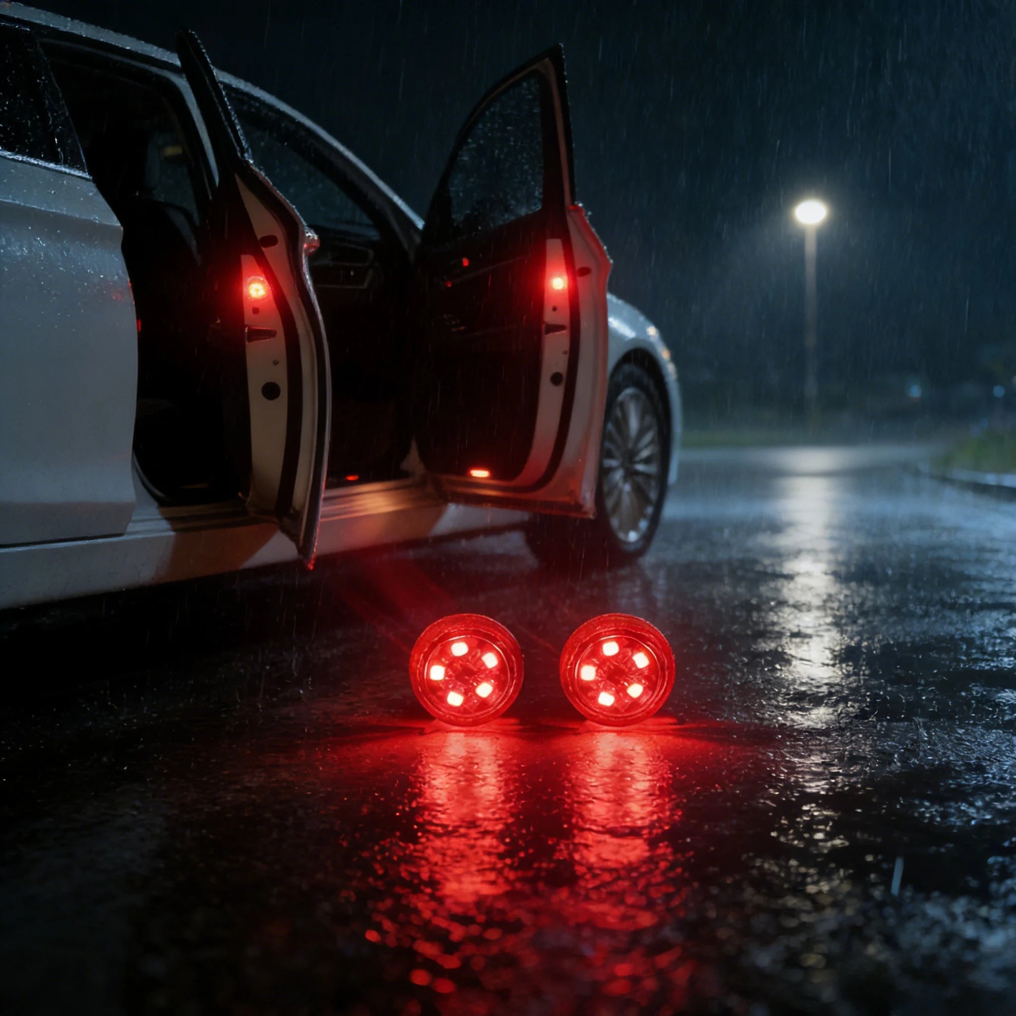 Magnetic Sensor Car Door Light Wireless LED Emergency Strobe Anti-Collision Signal Lamp for All Cars Automatic Warning Decorative Atmosphere Lamp