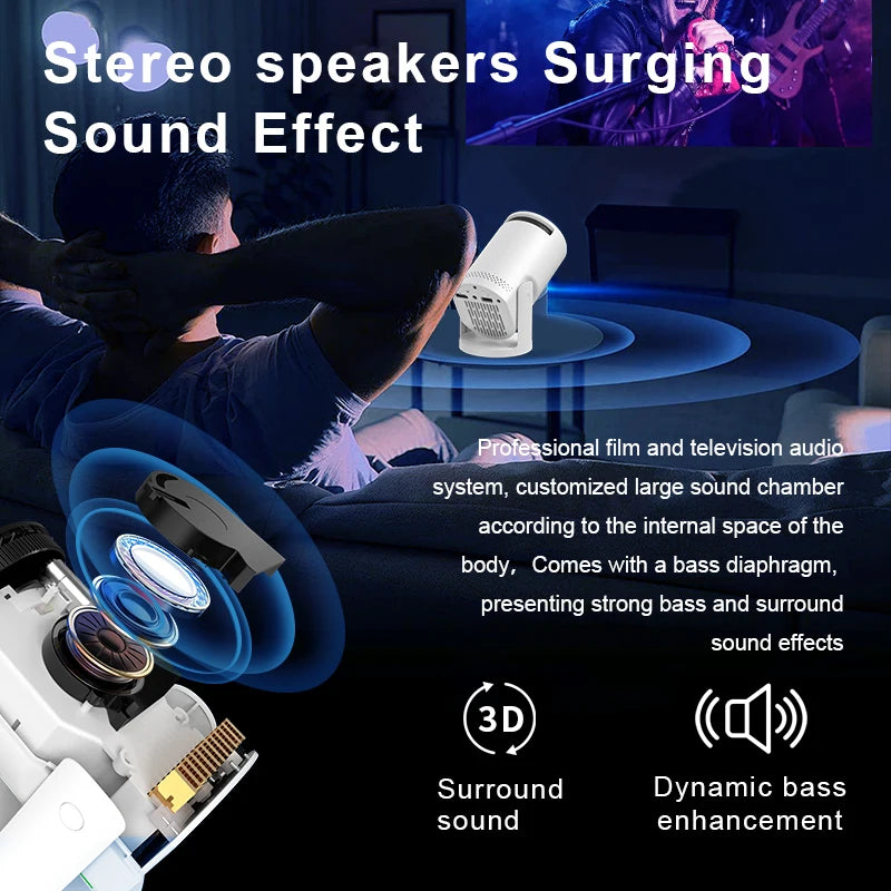 Mini Projector Native  3D Stereo Sound Multi-function Console Outdoor With Bluetooth Home Theater Cinema Portable Projectors