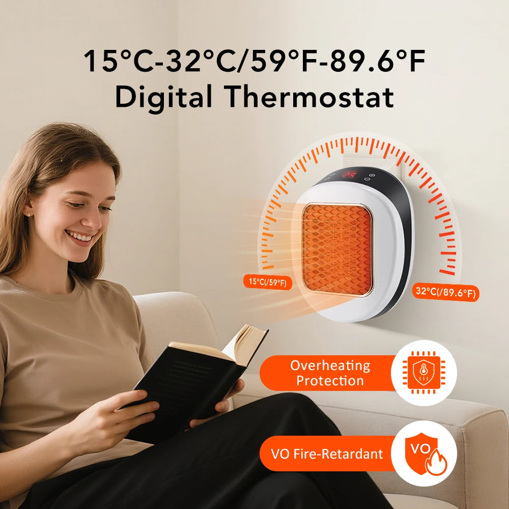 Plug In Heater Mini Electric Heater Warmer Wall Mounted Heater Fan for Home Office Dorm Room Radiator Remote Warmer Machine