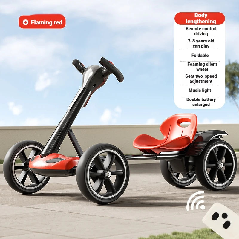 Kids Electric Ride-On Car, 4-Wheel RC Kart w/ Remote Control, Rechargeable Battery-Powered Toy Vehicle