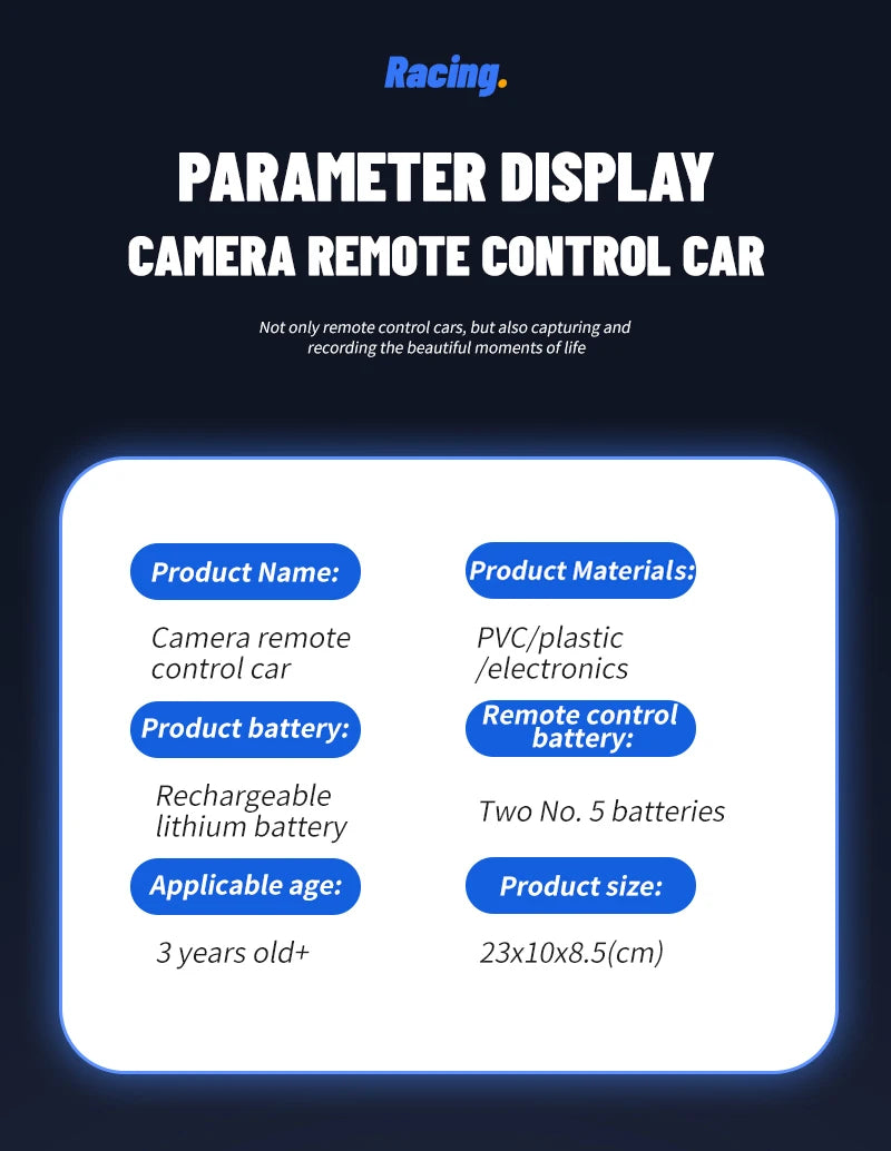 RC Racing Car With HD Camera High Speed FPV 2.4G Remote Control Photography Vehicle PVC Shell RC Vehicle for Kid With Live Video