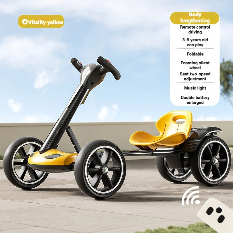 Kids Electric Ride-On Car, 4-Wheel RC Kart w/ Remote Control, Rechargeable Battery-Powered Toy Vehicle