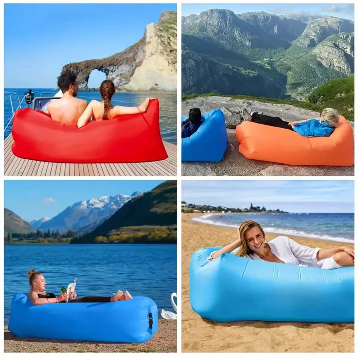 Portable Folding Camping Inflatable Sofa Portable Outdoor Inflatable Lounger Comfortable Outdoor Furniture Camping Air Mattress