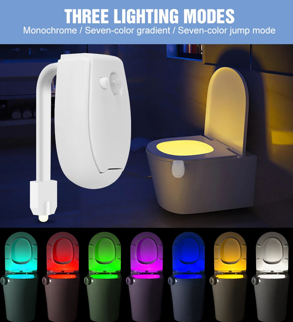 LED Toilet Lamp Smart 7 Colors 3 Modes PIR Motion Sensor Nightlight Waterproof Toilet Bowl Seat Backlight WC Atmosphere Lighting