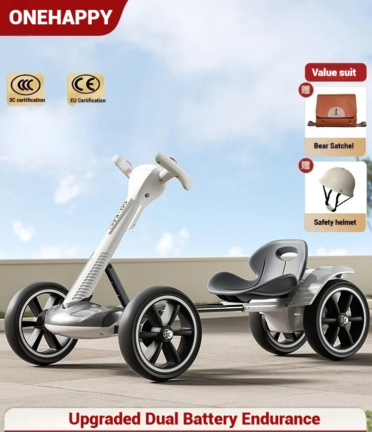 Kids Electric Ride-On Car, 4-Wheel RC Kart w/ Remote Control, Rechargeable Battery-Powered Toy Vehicle