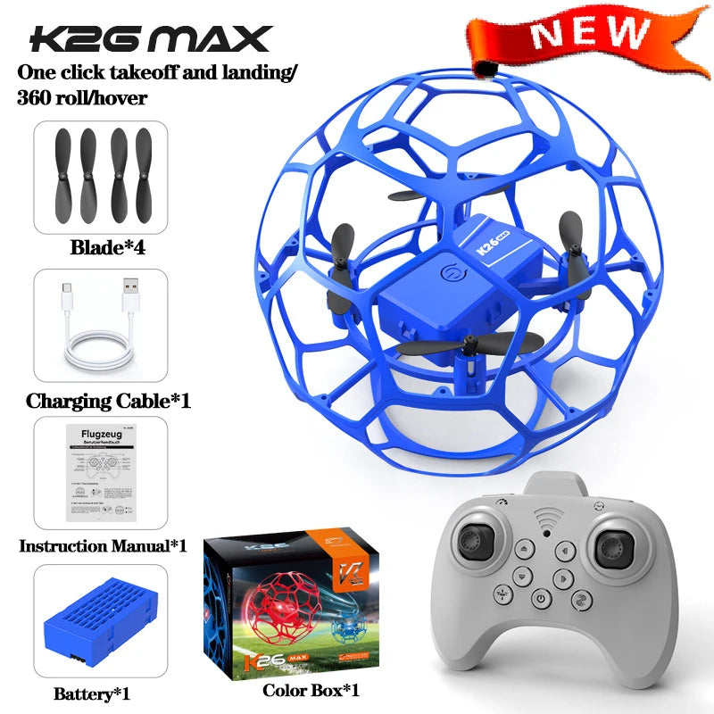 K26 2026 New Aerial Football Drone 360 ° All Inclusive Anti Fall Hand Thrown and Easy To Use Three Speed Variable Speed