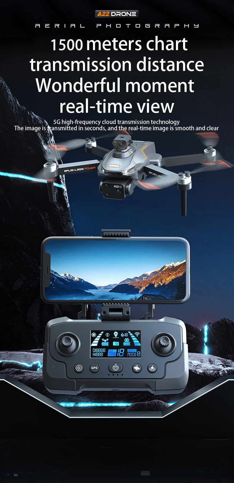 2024 NewS155 Drone With 8K Camera A22 360° Laser Obstacle Avoidance 5G Digital Image Transmission PTZ Anti-Shake EIS Camera FPV