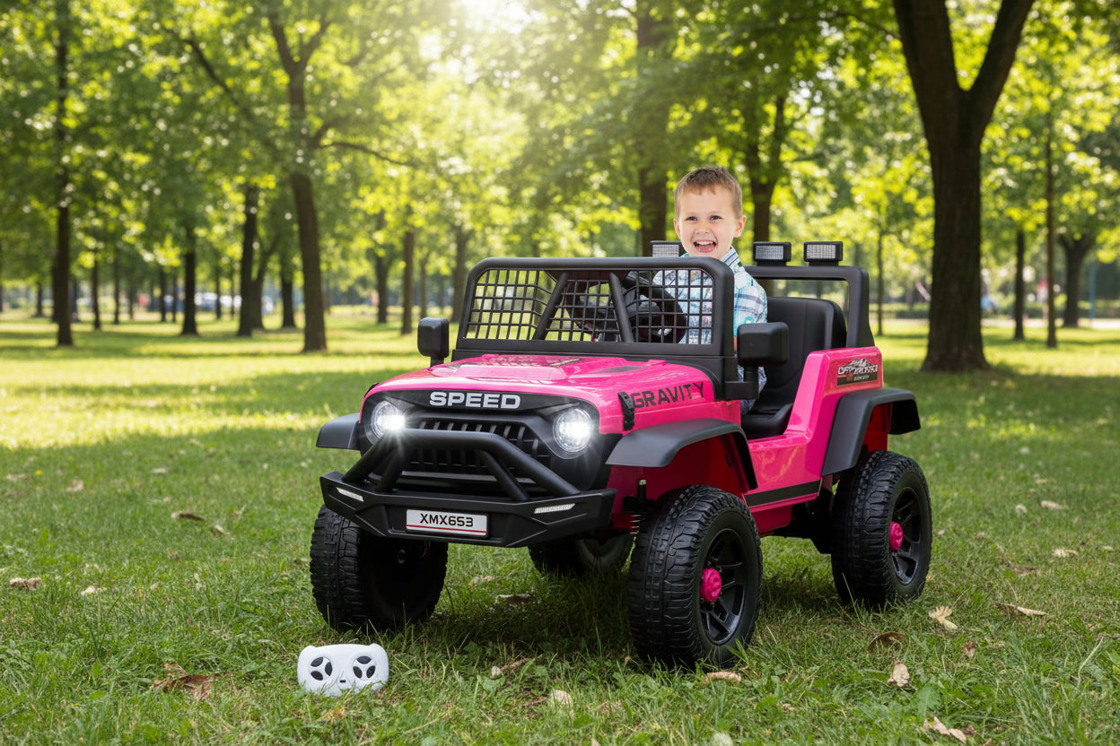 12V Ride on Car, Kids Electric Vehicles with Remote Control Riding Toy with Safety Belt, 3 Speeds, LED Lightfor Children 3-6Y