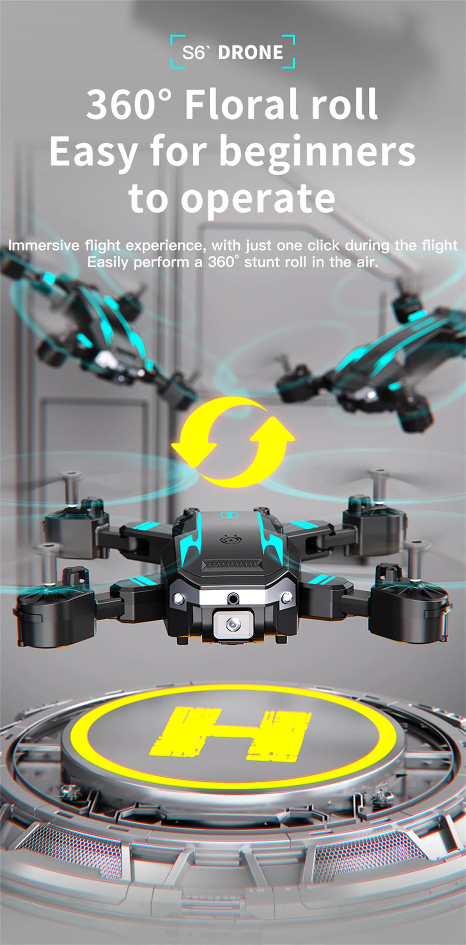 New Hot Sell S6 Drone Profesional 8k 4K HD Camera Optical Flow 5G Control Screen Obstacle Avoidance Quadcopter APRON Kid Gift
