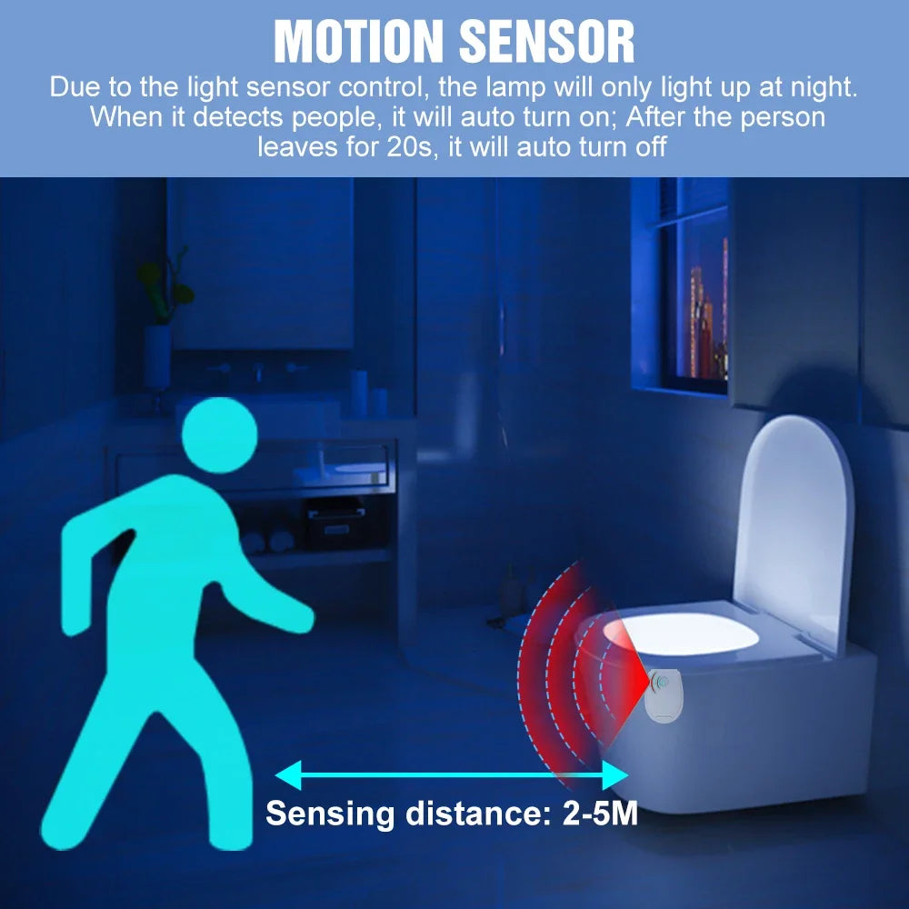 LED Toilet Lamp Smart 7 Colors 3 Modes PIR Motion Sensor Nightlight Waterproof Toilet Bowl Seat Backlight WC Atmosphere Lighting