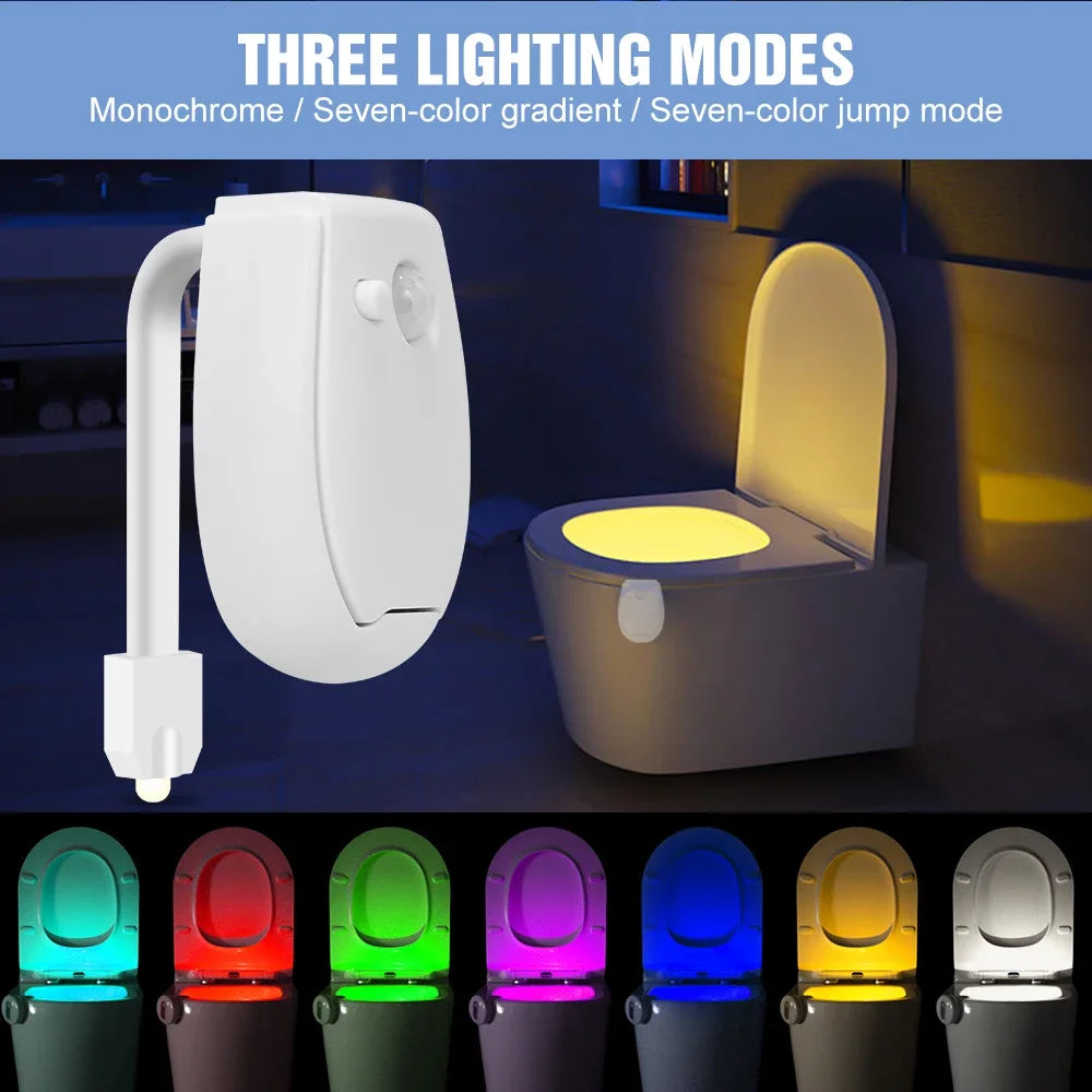 LED Toilet Lamp Smart 7 Colors 3 Modes PIR Motion Sensor Nightlight Waterproof Toilet Bowl Seat Backlight WC Atmosphere Lighting