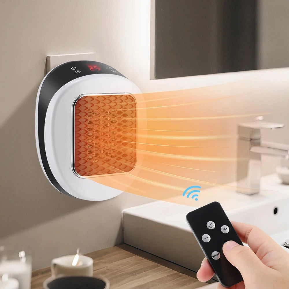 Plug In Heater Mini Electric Heater Warmer Wall Mounted Heater Fan for Home Office Dorm Room Radiator Remote Warmer Machine