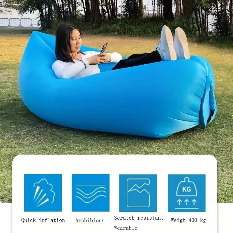 Portable Folding Camping Inflatable Sofa Portable Outdoor Inflatable Lounger Comfortable Outdoor Furniture Camping Air Mattress