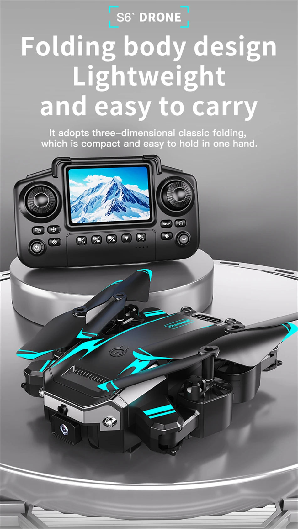 New Hot Sell S6 Drone Profesional 8k 4K HD Camera Optical Flow 5G Control Screen Obstacle Avoidance Quadcopter APRON Kid Gift